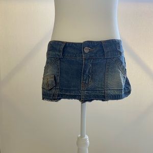 bebe denim mini skirt